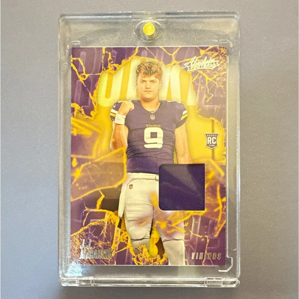 Panini 2024 Absolute Rookie Force J.J. McCarthy Vikings RC MEM #RF-JMY Color mat